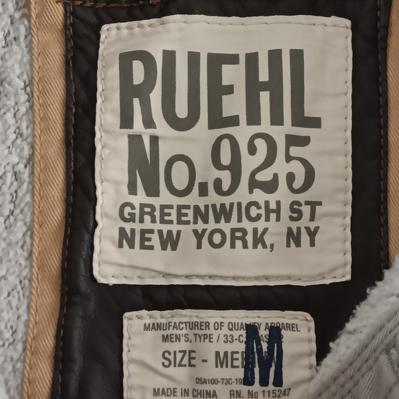 Ruehl No.925 Greenwich NY Mens Gray Hoodie Pullover Distressed Details Medium - Picture 6 of 11